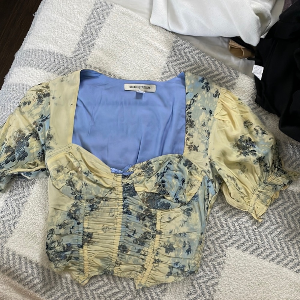 Urban Outfitters XS Yellow and Blue Top